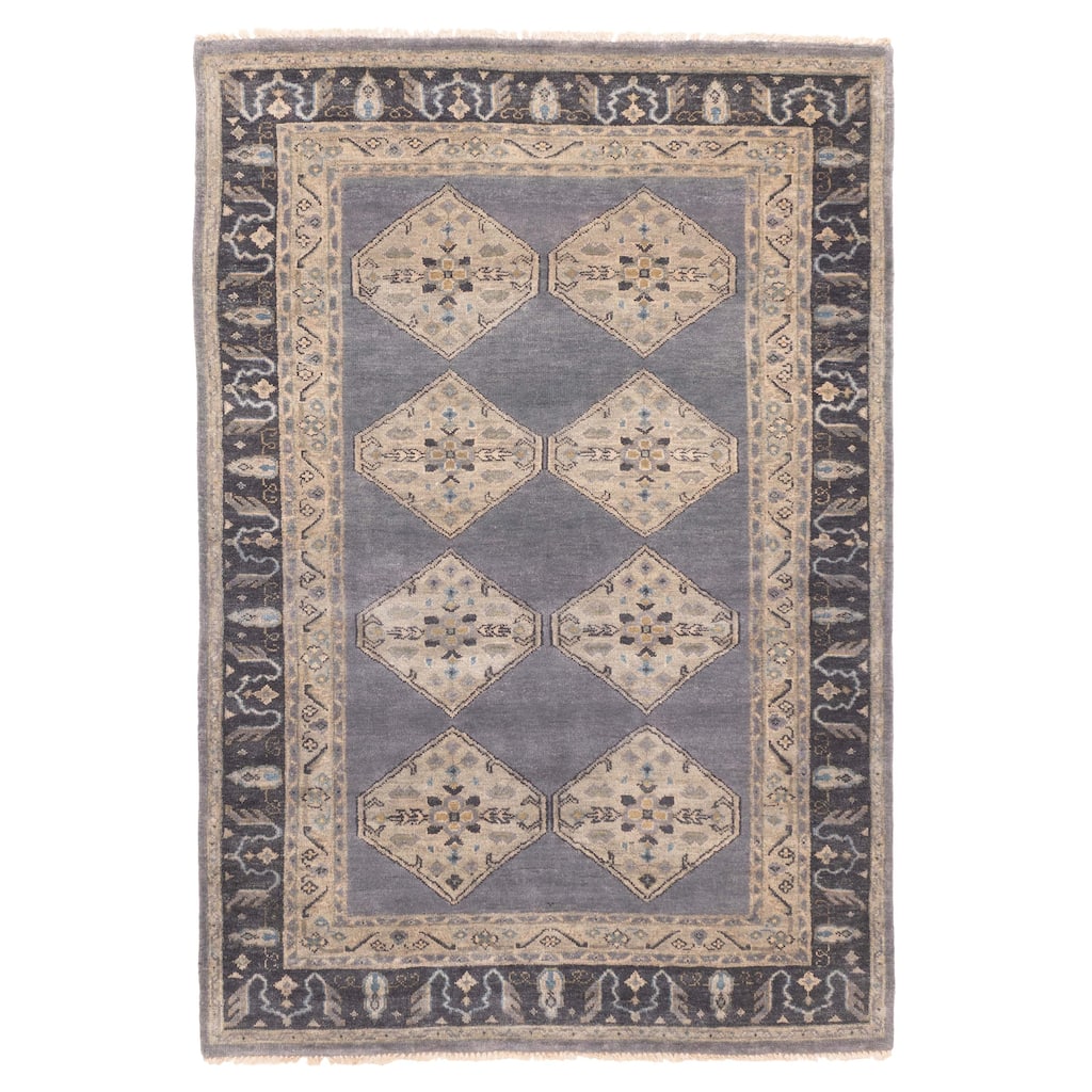 ECARPETGALLERY Hand-knotted Finest Agra Jaipur Dark Grey Wool Rug - 5'8 x 8'3