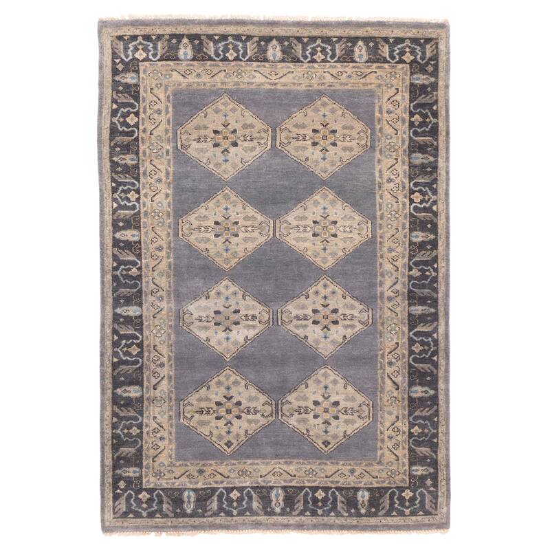 ECARPETGALLERY Hand-knotted Finest Agra Jaipur Dark Grey Wool Rug - 5'8 x 8'3
