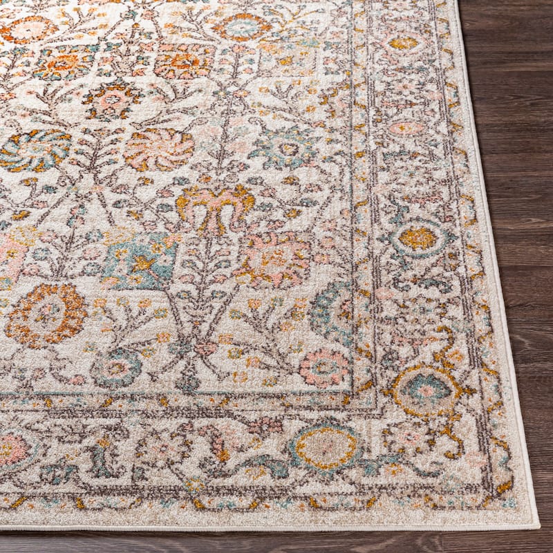 Livabliss Willa Bordered Floral Area Rug