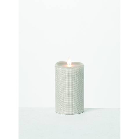 5" Frosted Patterned LED Pillar Candle
