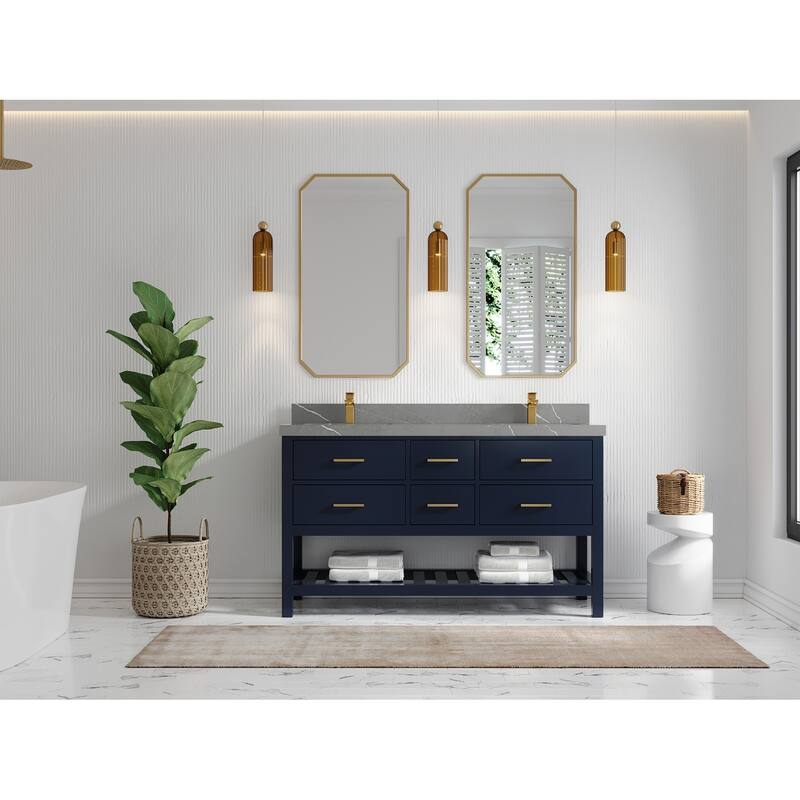 Willow Collections 60 in. W x 22 in. D Parker Double Sink Bathroom Vanity with Countertop