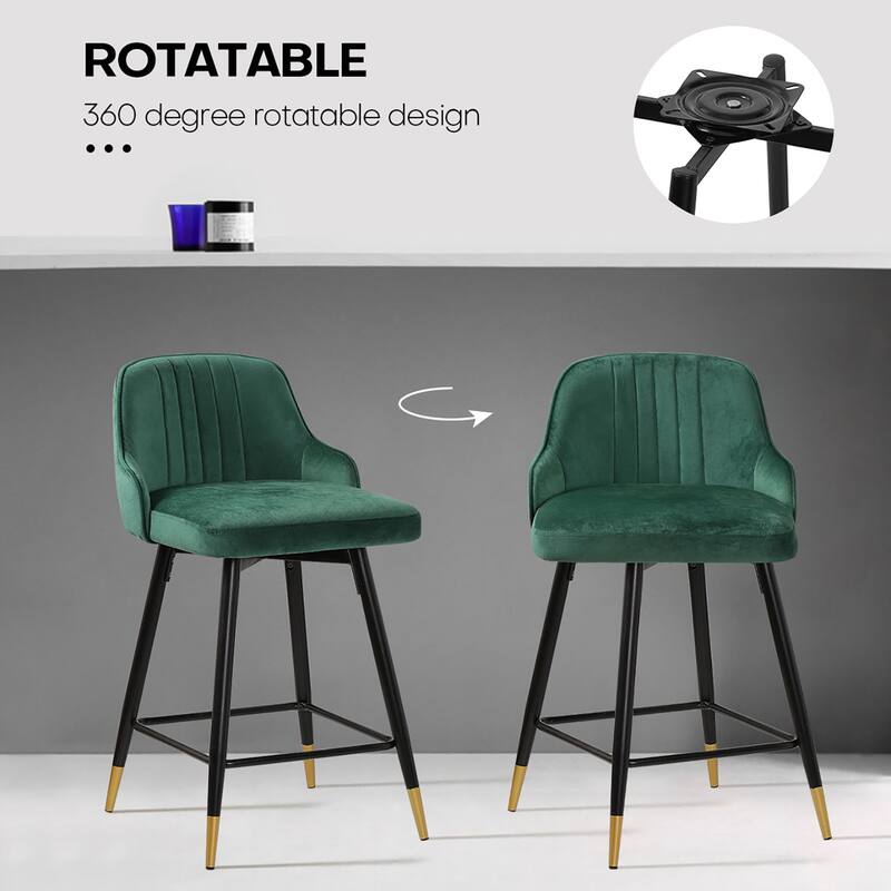 Modern Velvet Upholstered Swivel Counter/ Bar Stools Set of 2/4