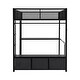 preview thumbnail 19 of 23, Full Size Gaming Loft Bed with Desk and LED Lights, Metal Loft Bed Frame w/ 3 Linen Storage Drawers, Open Wardrobe & Ladder
