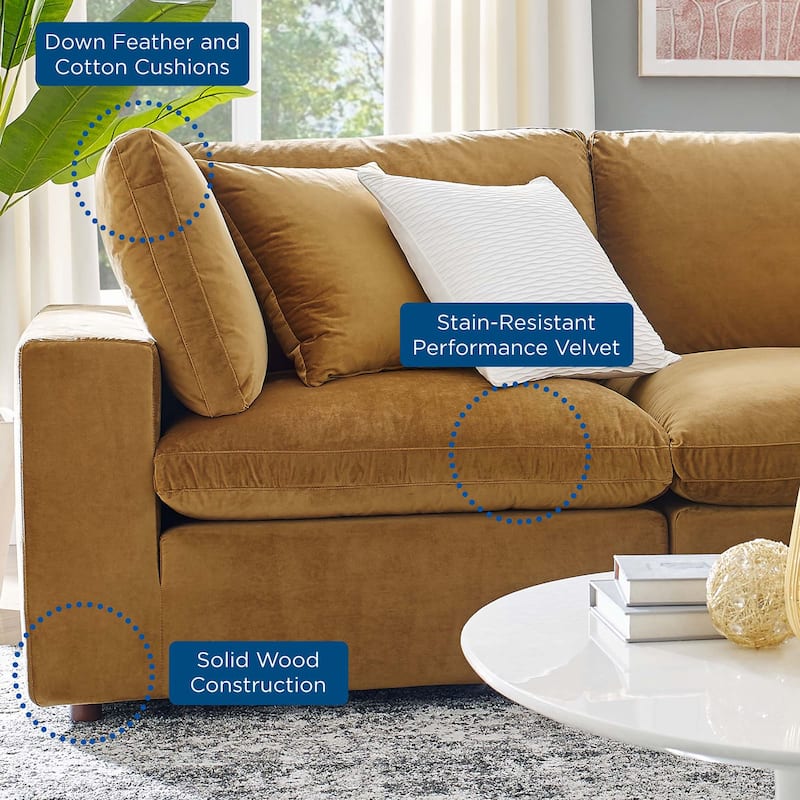 Commix Down Filled Overstuffed Velvet 5-Piece Sectional Sofa