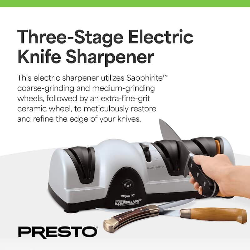 Presto Professional EverSharp Electric Knife Sharpener with 3-Stage Sharpening - Black