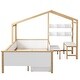 preview thumbnail 9 of 9, Roomfitters Full Size Wooden House Bed Frame with Trundle, Built-In Desk, and Shelving, Playhouse Platform Bed for Kids
