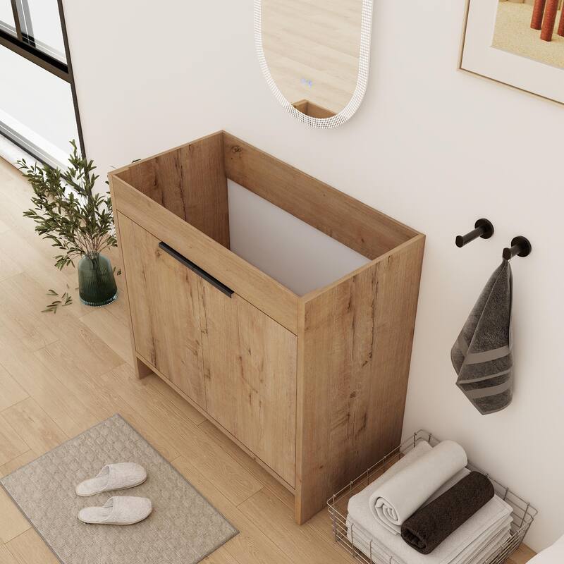 24/30/36 Inch Freestanding Bathroom Vanity Cabinet with Soft Close Door and Adjustable Shelf (Without Sink) - 36''W - Imitative Oak
