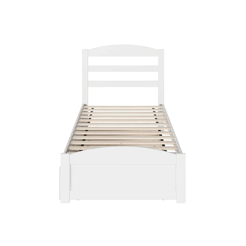 Warren Twin Platform Bed with Matching Footboard & Twin Trundle in White