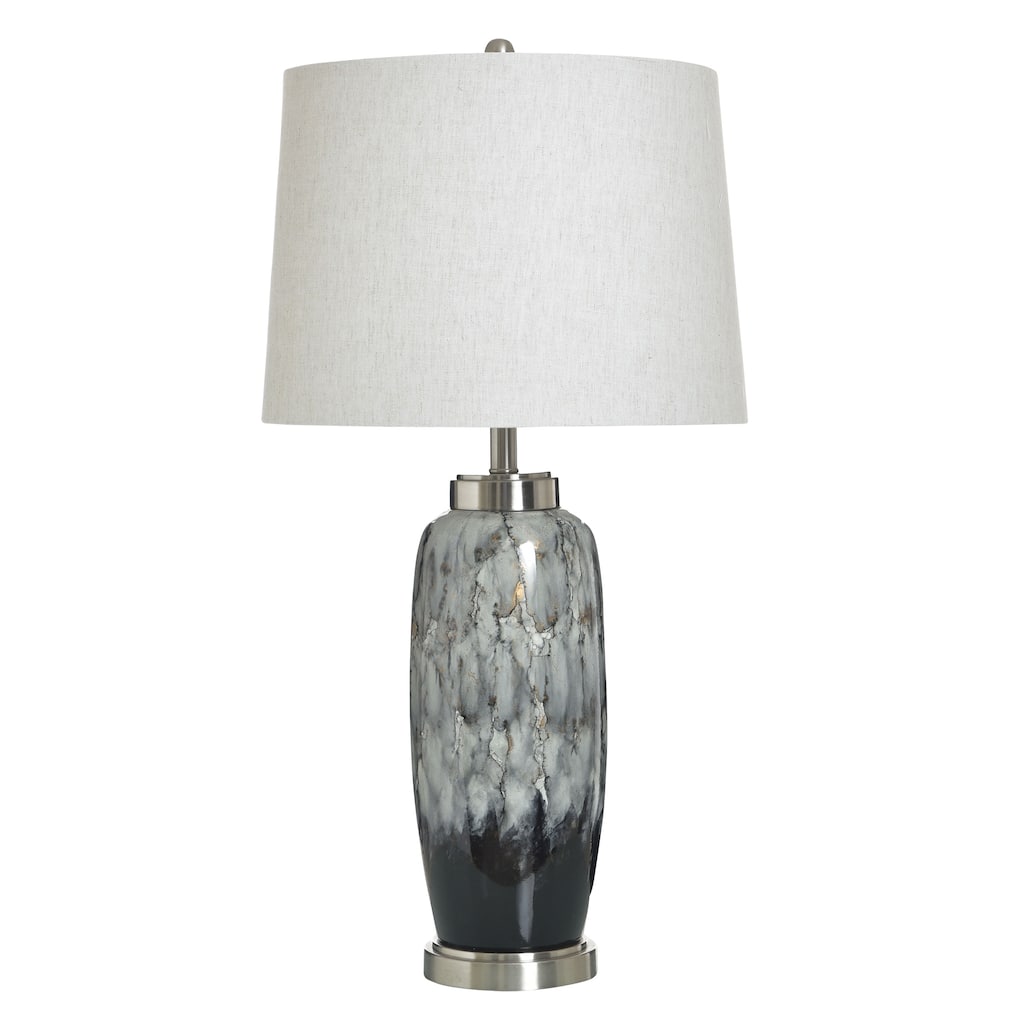 StyleCraft Ceramic Table Lamp - Rogan Grey - White Shade