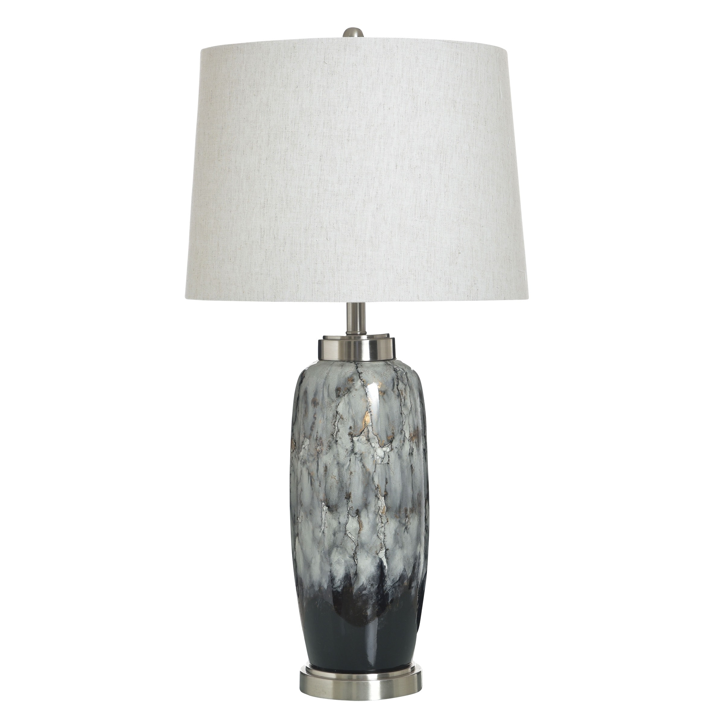 StyleCraft Ceramic Table Lamp - Rogan Grey - White Shade