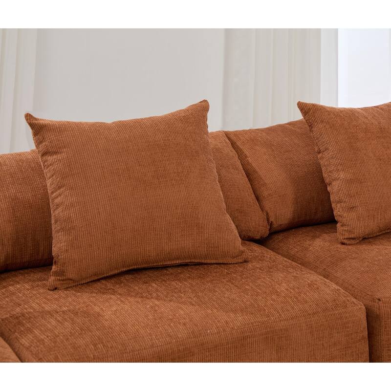 142" Chenille L-Shaped Modular Sofa with Sleeper & Ottoman