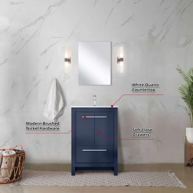Lafarre Bath Vanity Quartz Top, Sink, Mirror & Brushed Nickel Faucet