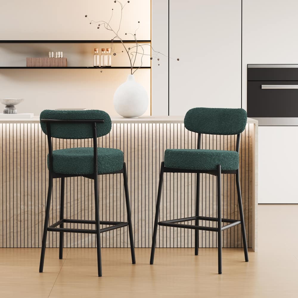 XINMICS 27 Inches Boucle Counter Height Bar Stools with Back