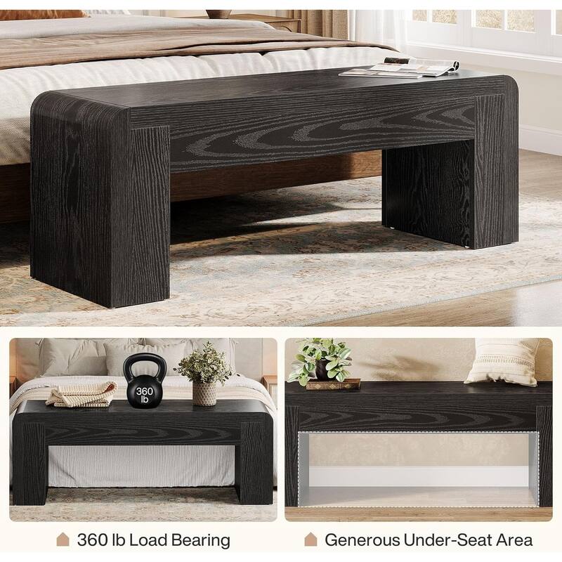 47" Long Rustic End of Bed Dining Entryway Bench with Heavy-Duty 5.9" Frame