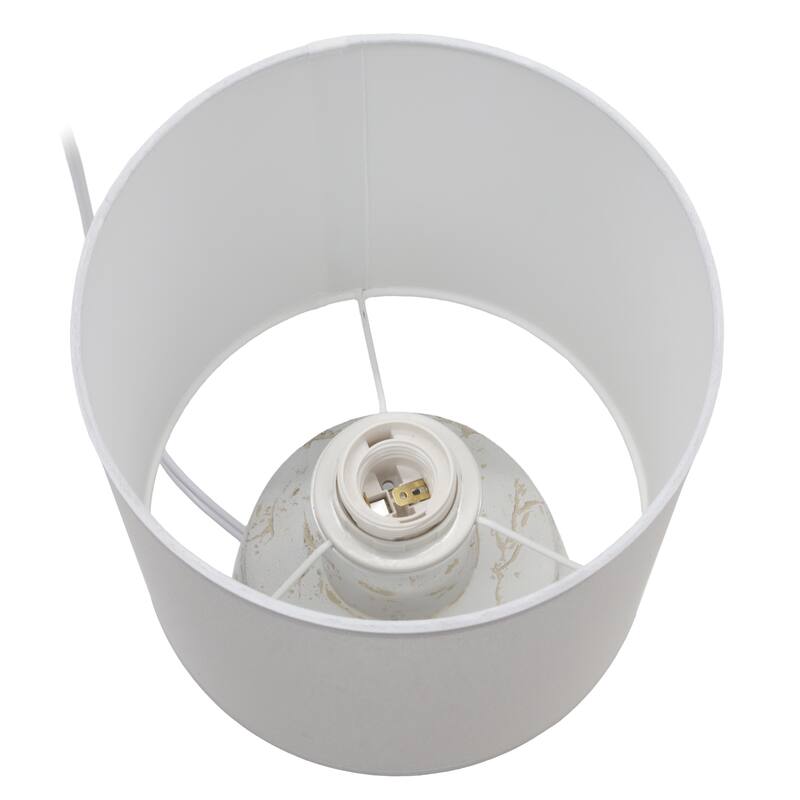 Marble Style Ceramic Table Lamp with Drum Shade - 13.25" - White