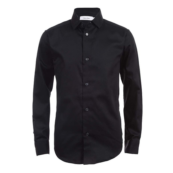 boys black long sleeve dress shirt