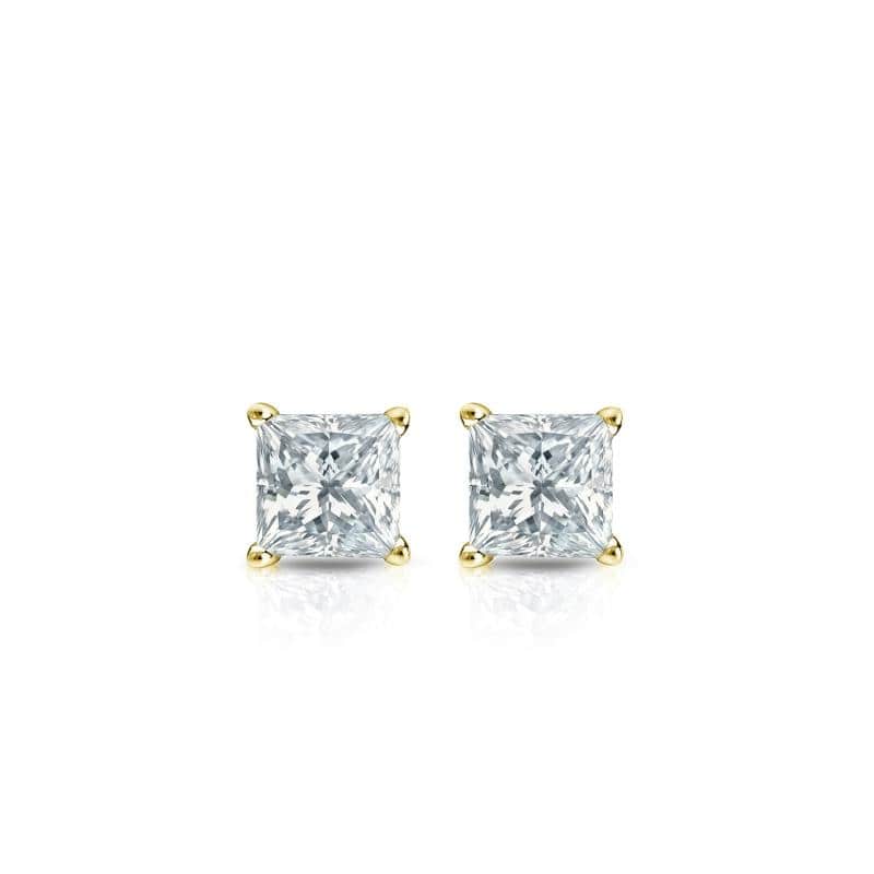 Auriya 14-karat Gold Lab Grown 0.90 carat TDW Princess Diamond Stud Earrings 4-Prong Basket Screw-back