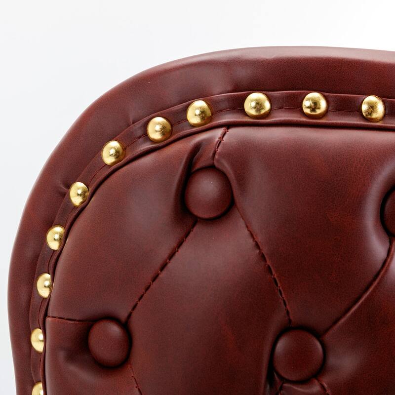 Roomfitters Bar Stools Set of 2, Modern PU Leather Adjustable Swivel Counter Chairs with Tufted Backrest