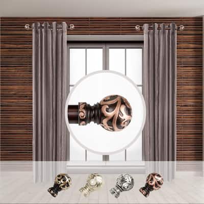 Side Curtain Rod Set - 1" Dia. Steel Rods - 12-20" Length - 2 Piece Set - Elegant Finials - 20