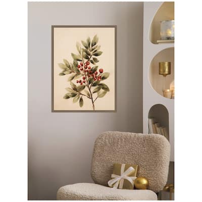 Kate and Laurel Framed Canvas Red Berry Botanical by The Creative Bunch Studio