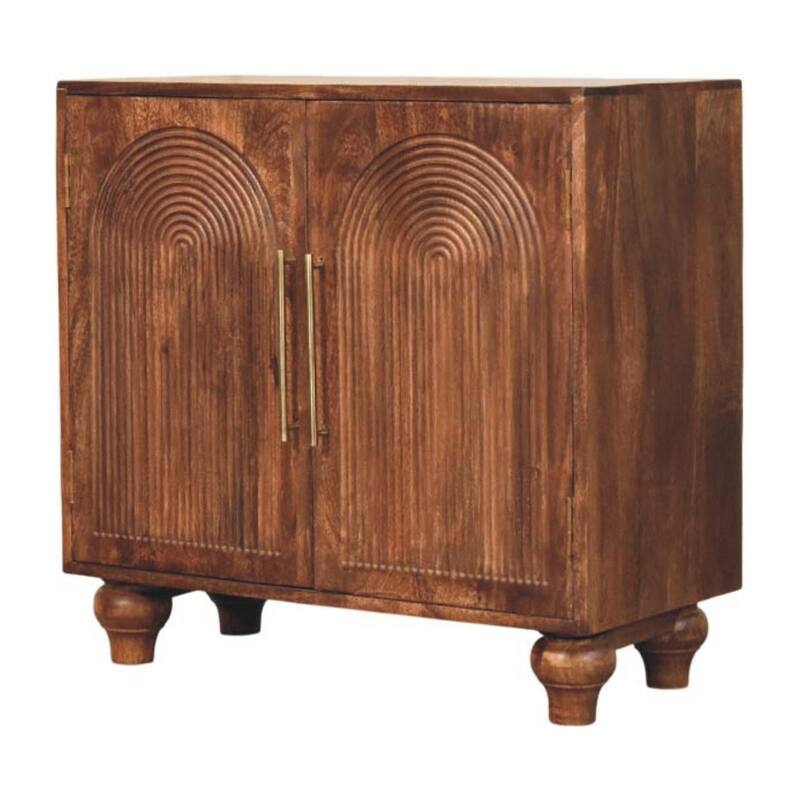 Artisan Furniture Solid Wood Arco Groove Sideboard, Brown,2-Doors