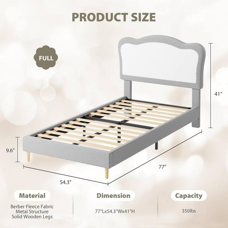 Upholstered Bed Frame, with Headboard & Footboard