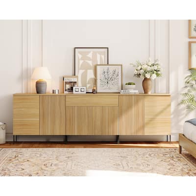94.5" Modern Reeded Drawer Dresser Set With Doors, Minimalist Chest Of Drawers With Storage