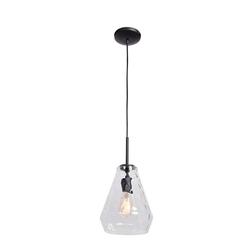 Access Lighting Simplicite - Cone Pendant - E26 LED - Black Finish - Clear Wavy Glass - Black
