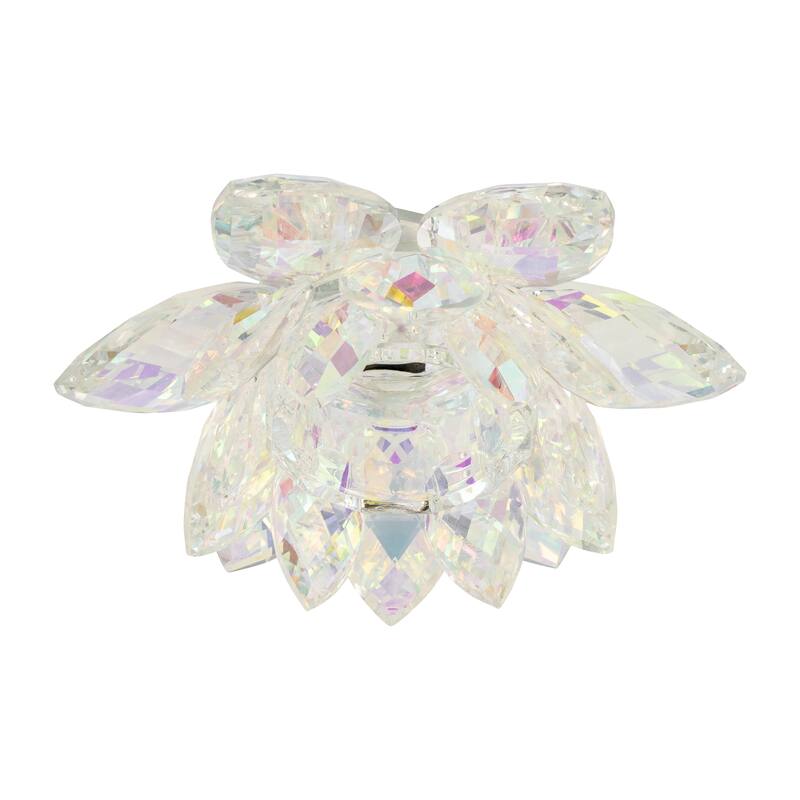 Iridescent Glass Crystal Lotus Votive Candle Holder