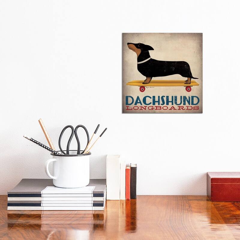 iCanvas "Dachshund Longboards " by Ryan Fowler Canvas Print - 12x12x0.75