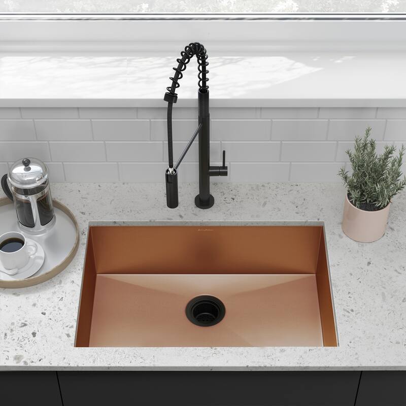 Tourner 27 x 19 Stainless Steel, Single Basin, Undermount Kitchen Sink - 27" x 19" - Rose Gold