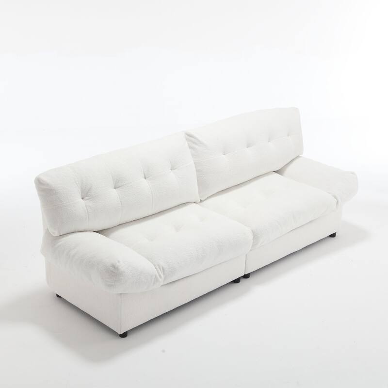 96.46'' Fabric 2 Seater Sofa Couch with Comfy Padded Design and Cloud Style, Plastic Feet, for Living Room and Apartment