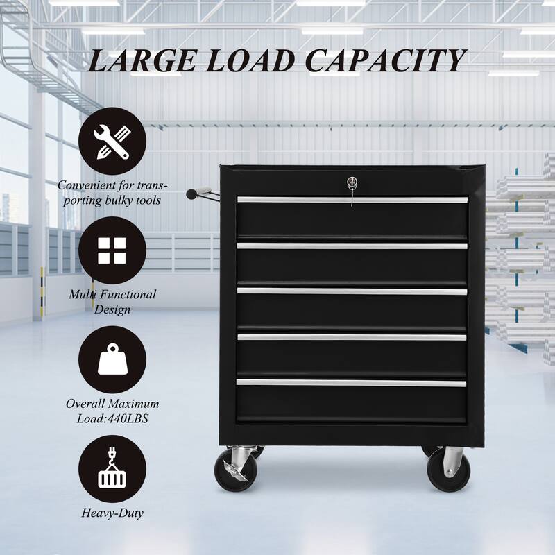 5 Drawers Tool Chest,Tool Cart with Wheels,Metal Rolling Tool Cart Storage for Garage