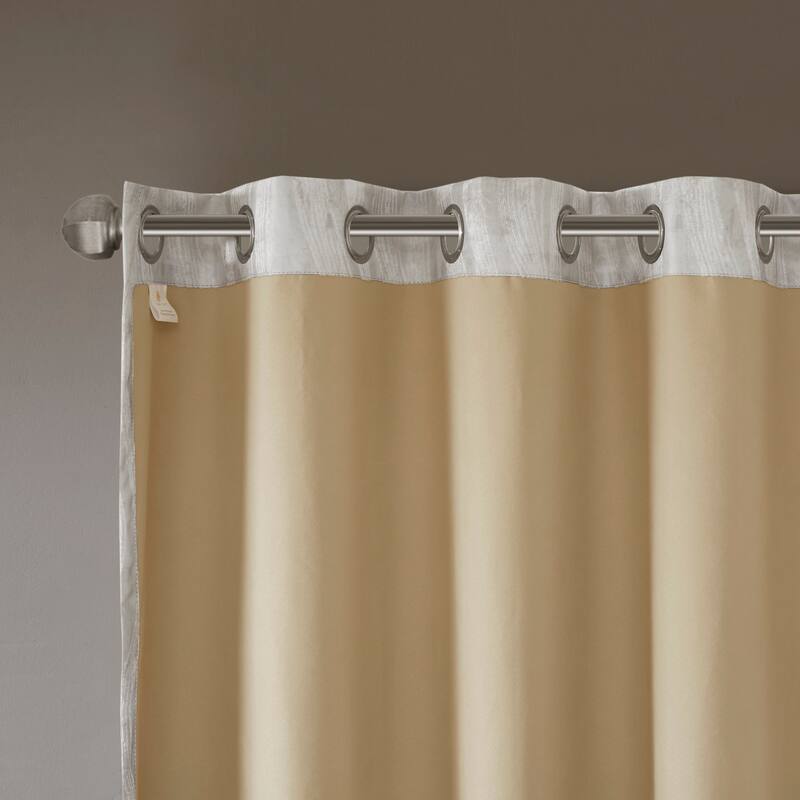 SunSmart Alastair Ivory Printed Jacquard Total Blackout Single Curtain Panel
