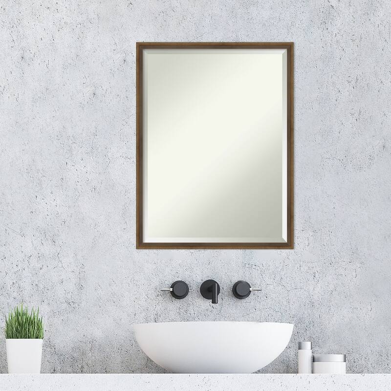 Beveled Wood Bathroom Wall Mirror - Lucie Frame