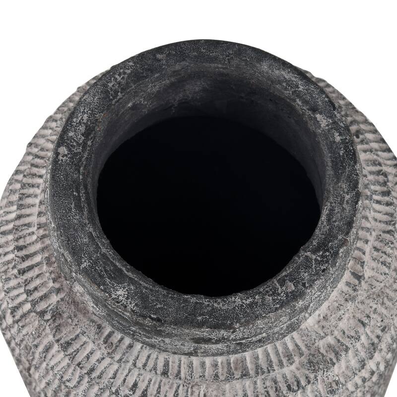 Elk Home Ashe Antique Dark Gray Earthenware 6.75 Inch Wide Vase