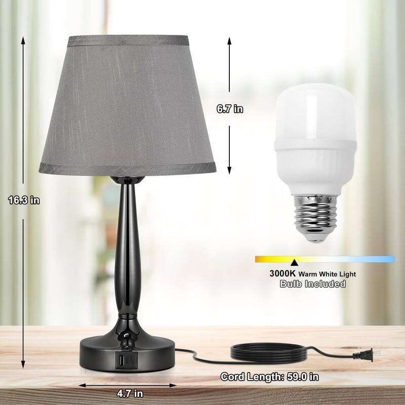 Touch Table Lamp for Bedroom, Small Bedside Lamp