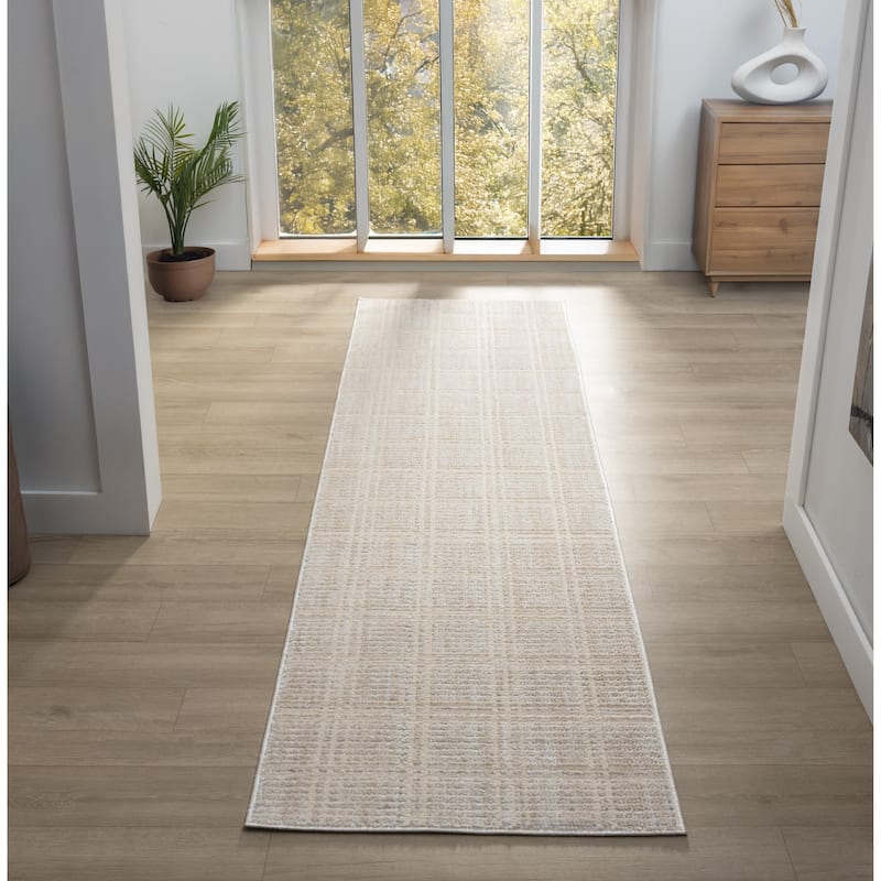 Nomad Collection Plaid Patterned Area Rug