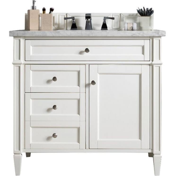 James Martin Vanities 655-V36-3AF Brittany 36" Single Basin Poplar - Bright White - Painted