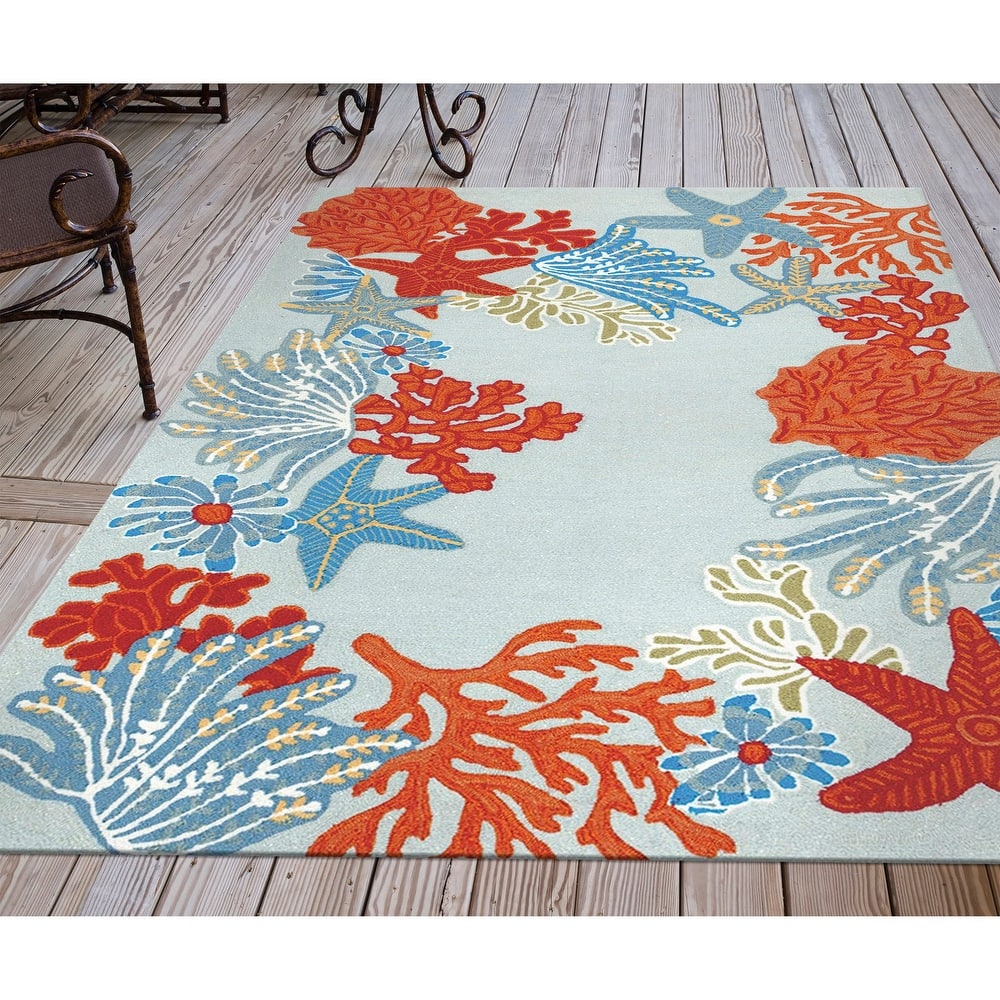 Liora Manne Ravella Ocean Scene Indoor/Outdoor Rug Aqua 5' x 7'6"