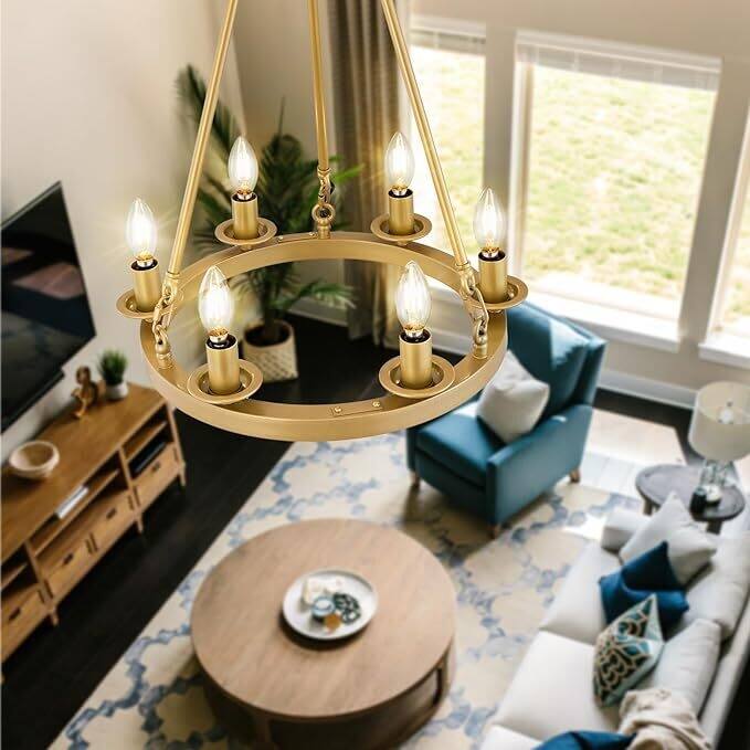 Luxury Wheel Chandelier, 16-54 Lights Single or Double Layer Round Pendant Light