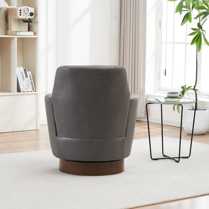 Swivel Barrel Chair, Accent Chairs Armchair for Living Room, Comfy Reading Chairs Round Barrel Chairs with Stainless Steel Base