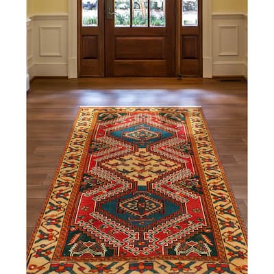 Fine Vintage Distressed Clarance Navy/Beige Rug - 4'4" x 6'7"