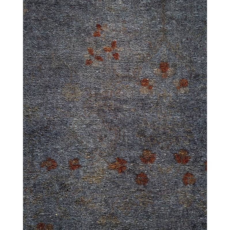 Overton Hand Knotted Wool Vintage Inspired Modern Contemporary Overdyed Gray Area Rug - 4' 2" x 6' 2"