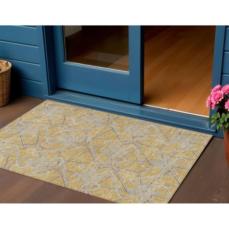 HomeRoots Geometric Contemporary Rectangle Outdoor Rug - 3' x 5'