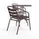 preview thumbnail 33 of 35, 23.5" Square Glass Metal Table with 2 Metal Aluminum Slat Stack Chairs
