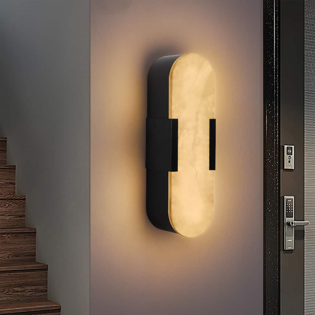 Set of 2 13.8" Natural Marble Wall Sconces