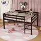 preview thumbnail 34 of 50, Solid Rubberwood Loft Bed Frame with Ladder, Guardrails and Underbed Storage Space - Low Height Design for Kids and Teens Espresso - Full