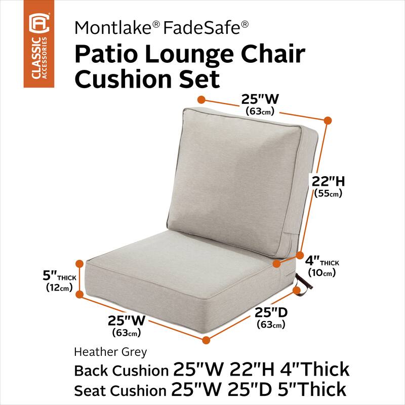 Classic Accessories Montlake FadeSafe Patio Lounge Chair Cushion Set