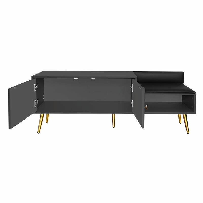 Modern Shoe Storage Bench with Hidden Compartment and Upholstered Cushion